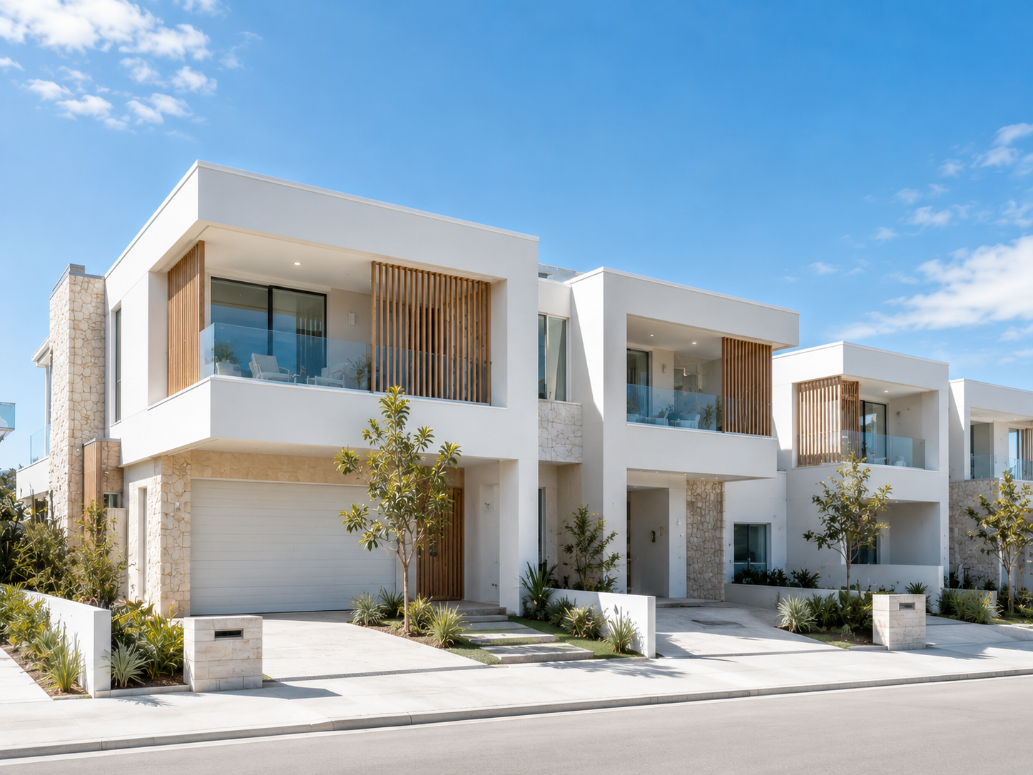 Modern multi-dwelling development on a subdivided block in daylight