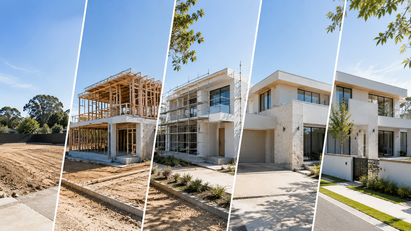 Two-storey home being framed during a demolish and build project