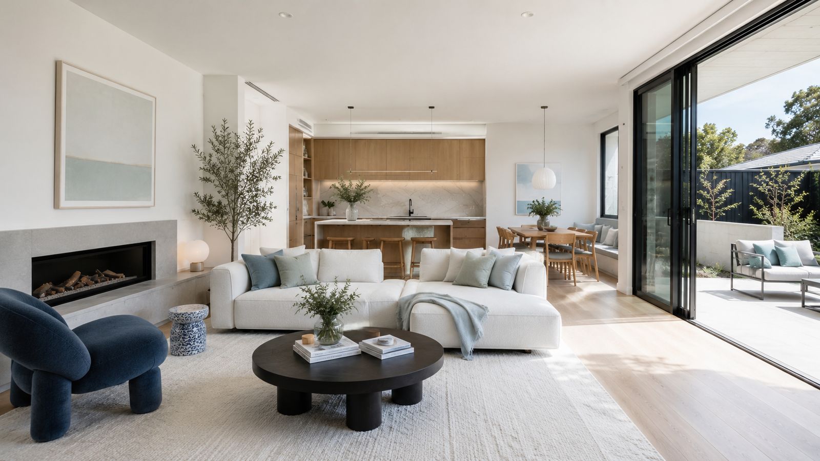 Split view of a room mid-renovation and the same room finished