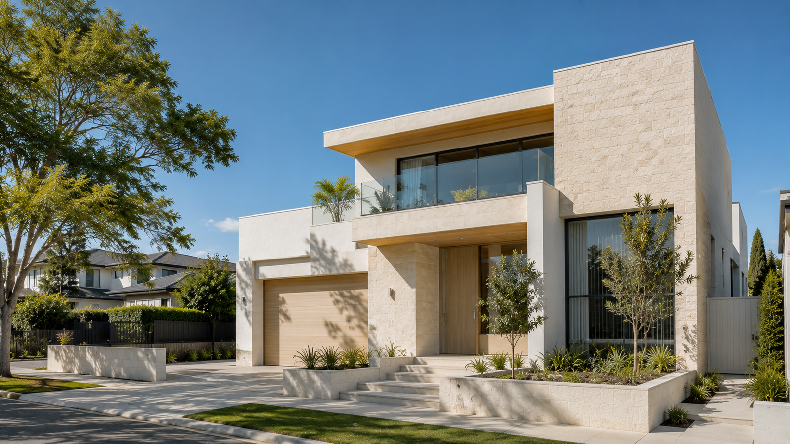 Completed modern Perth home in daylight